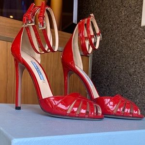 PRADA RED PATENT LEATHER SANDAL